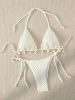 Sd08f785363e445a69b24b5c4ca0c4920N.webp Sexy Bikini Set Shell Designer Swimsuit 2025 White Black Push Up Micro Bikinis Summer Bathing Suit Tie Side Triangle Swimwear